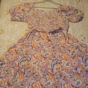 Kate & Sam Paisley Print Off-Shoulder Dress